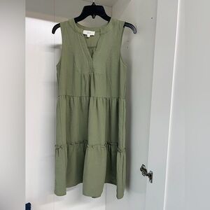 Green Sleeveless Tiered Dress